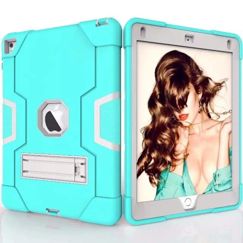 10 шт./latestmodels fashionsiliconecasefor ipad6/pro9.7 Роскошные shockproof360fullbody Защитная крышка Панцири защитник Жёсткие чехлы - Цвет: Mint Grey