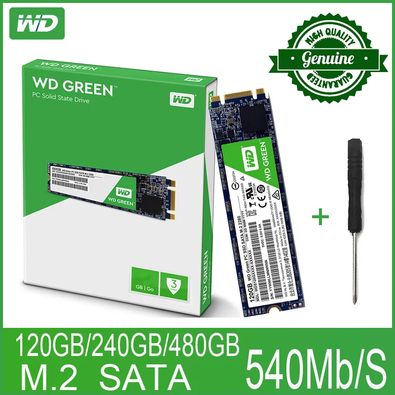 WD Green SSD для ПК 120 ГБ 240 480 Внутренний твердотельный жесткий диск M.2 SATA 2280 540 МБ/с./с г