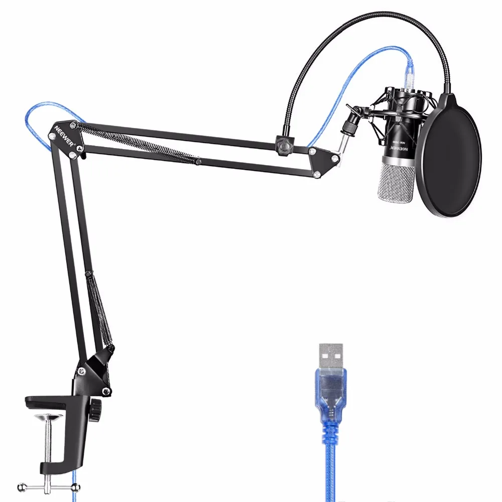 preto e Prata e azul e Prata Usb para Windows e Mac Neewer Nw 7000 Mic