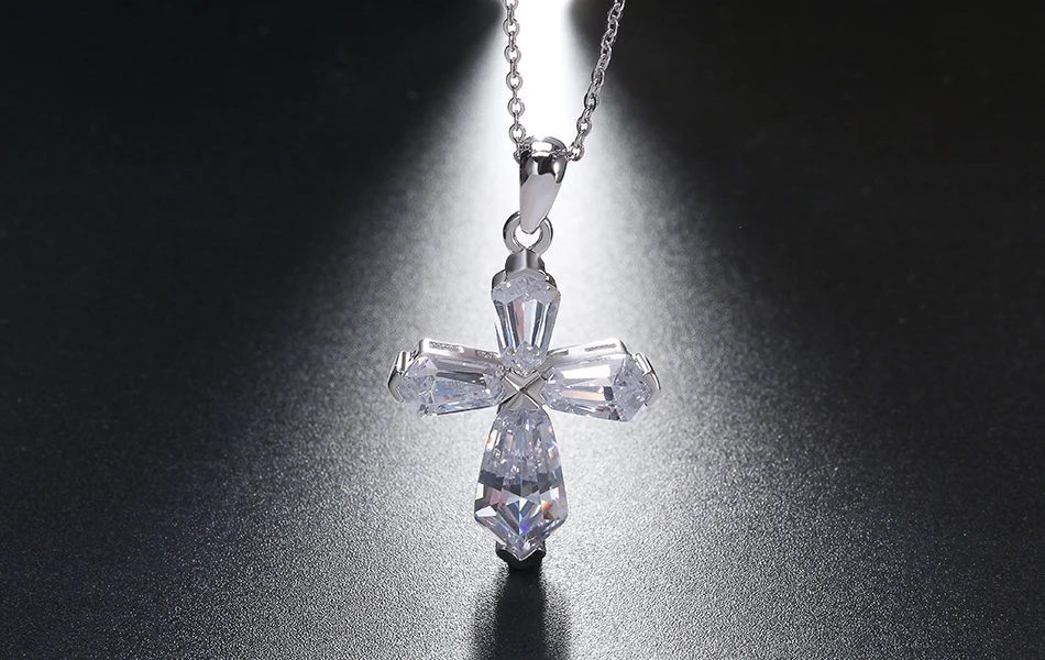 ORSA JEWELS Классические стерлингового серебра 925 пробы Крест циркон кулон ожерелья для женщин вера бижутерия из натурального серебра подарок ASN66