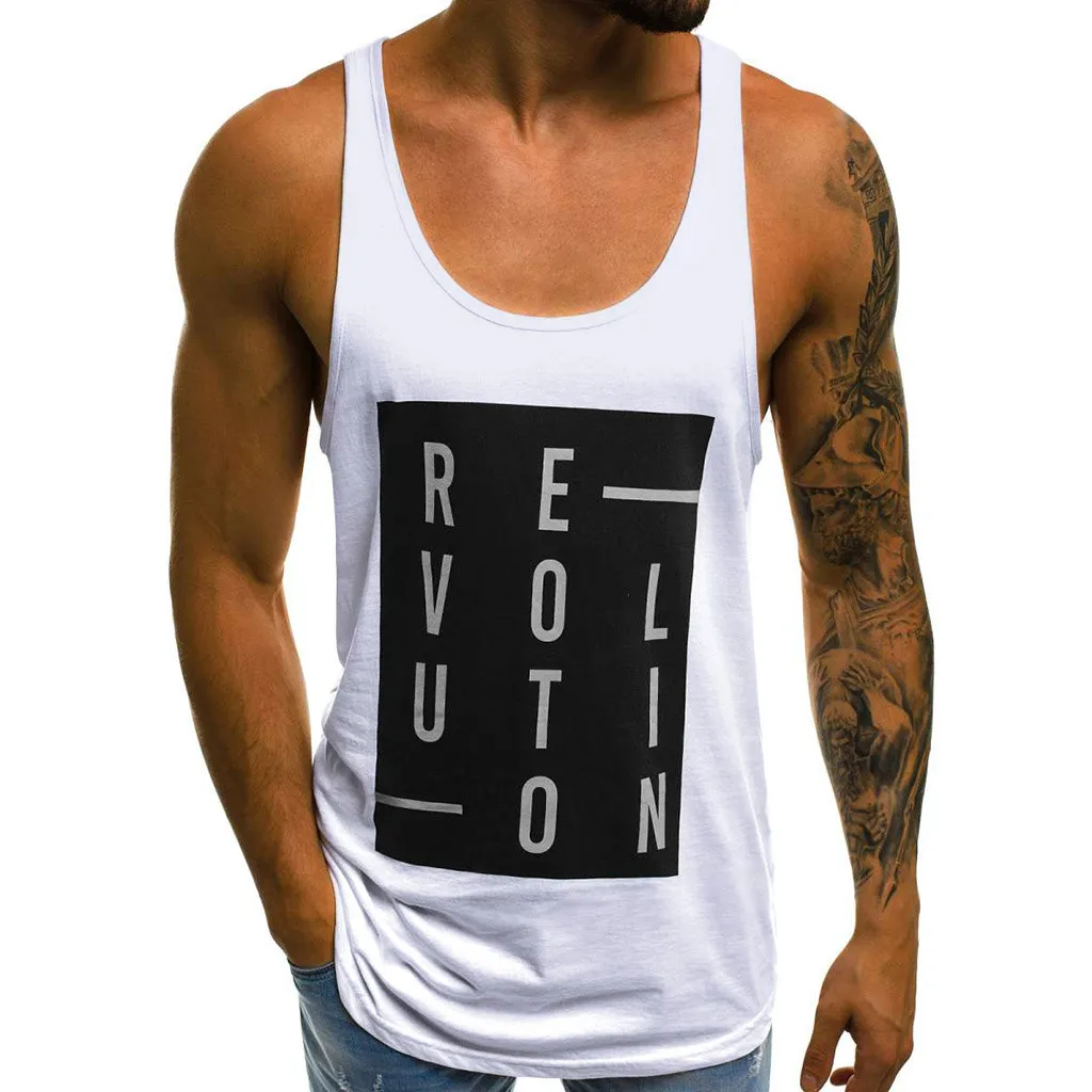 

Harajuku Tank Top Men Gym Clothing Ropa Hombre Bodybuilding Tank Top Letter Print Fitness Mens Tank Top Shirt Musculation