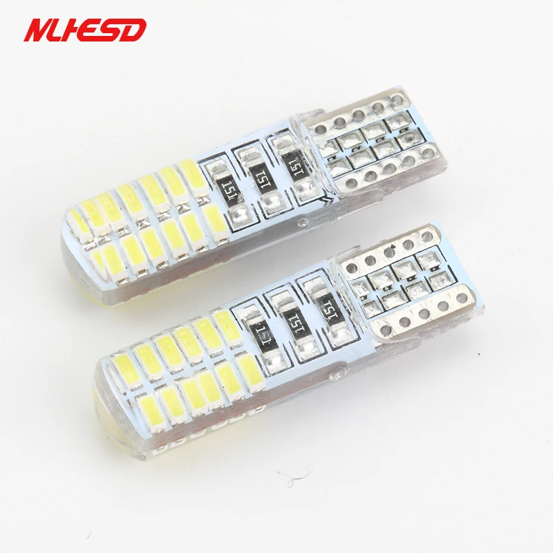 10 шт. новый автомобиль светодиодный T10 194 W5W Canbus T10 24smd 3014 Светодиодный T10 W5W силиконовые оболочки T10 24 светодиодный автоматический Сторона