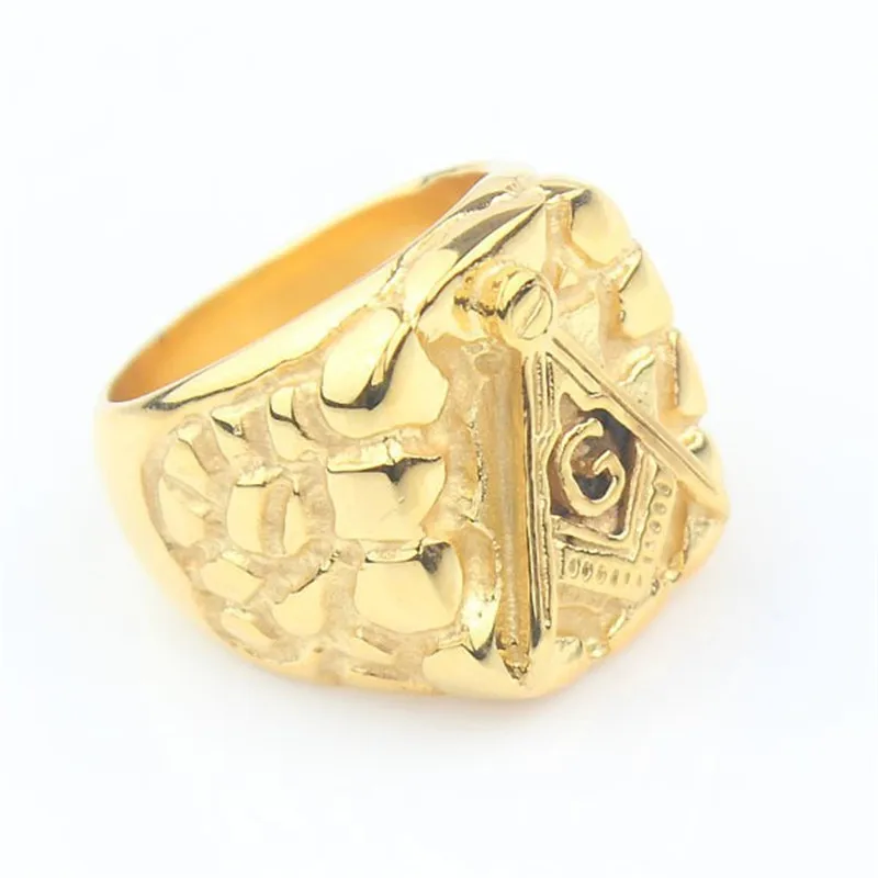 

Freemasonry Free Mason Symbol Gold Tone Men's 316L Stainless Steel Masonic Ring
