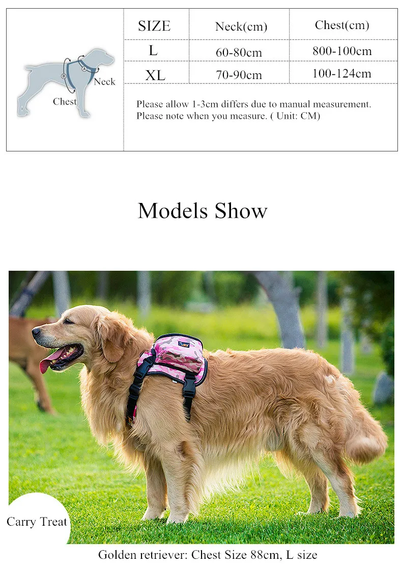 Functional Pet Dog Saddle Bag Harness and Lead Outdoor Backpack Pet Dog Carrier Bag for Medium Large Dog Accessories (12)