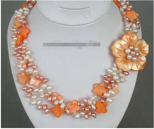 

Hot sale 3 Rows Multicolor White Purple Pearl Yellow Shell Star Flower Clasp Necklace