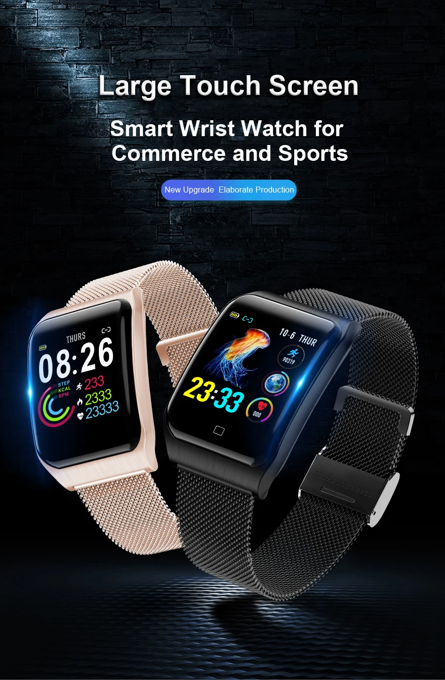 F9 Смарт-часы мужские 1,3 дюймов экран металлические часы сердечный ритм кровяное давление smartwatch водонепроницаемый IP68 бизнес умный Браслет