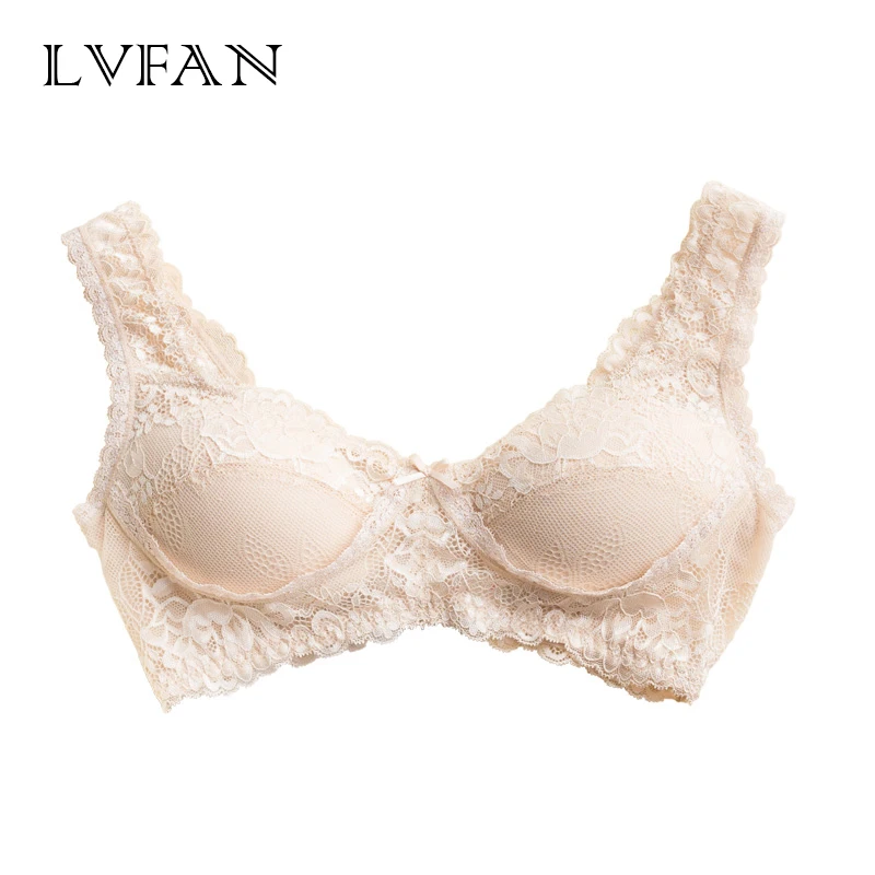 

Removable Chest Cushion Nature Silk Lace Bra Women's Underwear Wireless Real Silk Ultra Thin Mould Brassiere LVFAN TGB-012