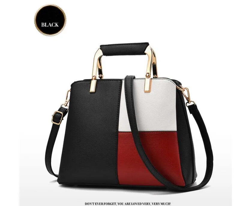 2018 New fashion color matching handbags wild medium large capacity ladies shopping office female Messenger bag shoulder bag     (14)