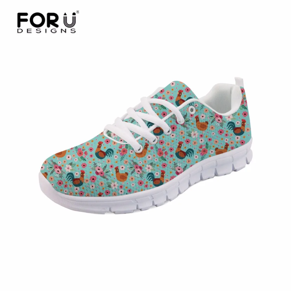 FORUDESIGNS Cute Women Spring Shoes Chicken Flowers Printed Women's