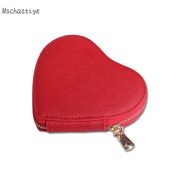 

Genuine Lethaer New wallet carteira feminina Women casual short wallet pink/blue/red/gray heart-shaped Mini Cow Leather wallet
