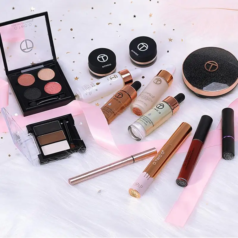 

13PC Makup Kit Matte Eyeshadow Lipstick Liquid Foundation Concealer Eyebrow Pencil Essential Oil Lip Gloss Mascara With Gift Box