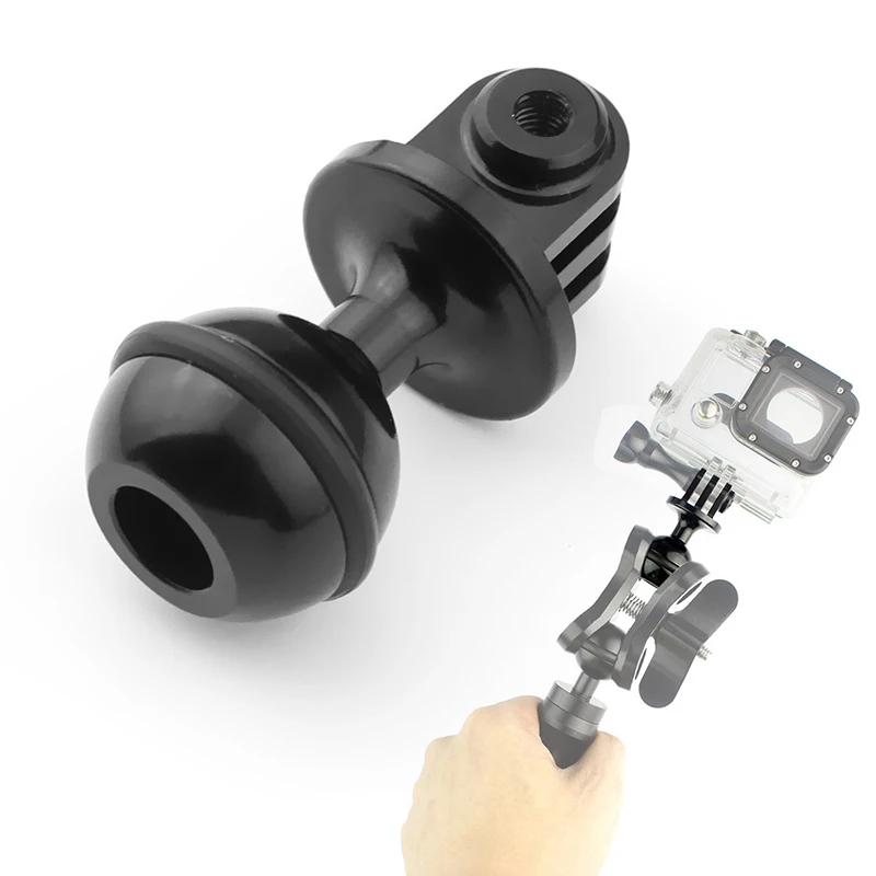  CNC Aluminum Ball Head Base Adapter Diving rotary base For GoPro Hero 5 4 3+ 3 2 1 Sjcam Xiaomi YI Sports camera Accessories (2)