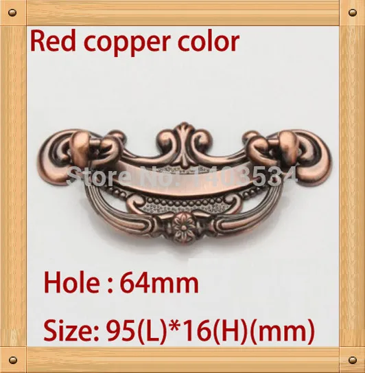 Special Price Hole C:C: 64mm/96mm Zinc Alloy Kitchen Furniture Handle antique bedroom drawer handle Red copper color Special Price Hole C:C: 64mm/96mm Zinc Alloy Kitchen Furniture Handle antique bedroom drawer handle Red copper color