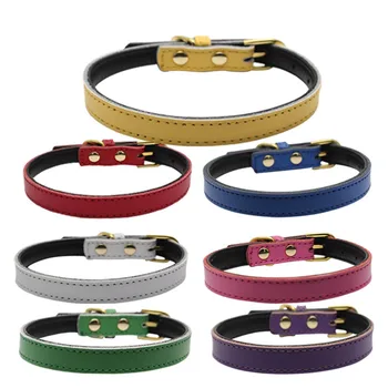 

11 Color 4 Size Big on Sale Pet Supplies Adjustable PU Leather Pet Puppy Cat Dog Collar for Puppy Cat Chihuahua