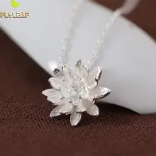 Стерлингового Серебра 925 Lotus Ожерелья & Подвески Для Женщин Элегантный Цветок Короткое Ожерелье Стерлингового Серебра Ювелирных Изделий Бижутерии Femme