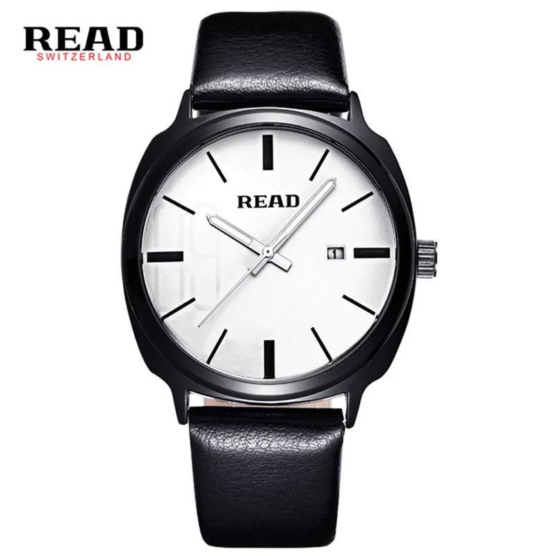 

Luxury Brand READ Watch Men Quartz Watches Genuine Leather Watchband Date Fashion Wristwatches Casual Clock Male Reloj Hombre