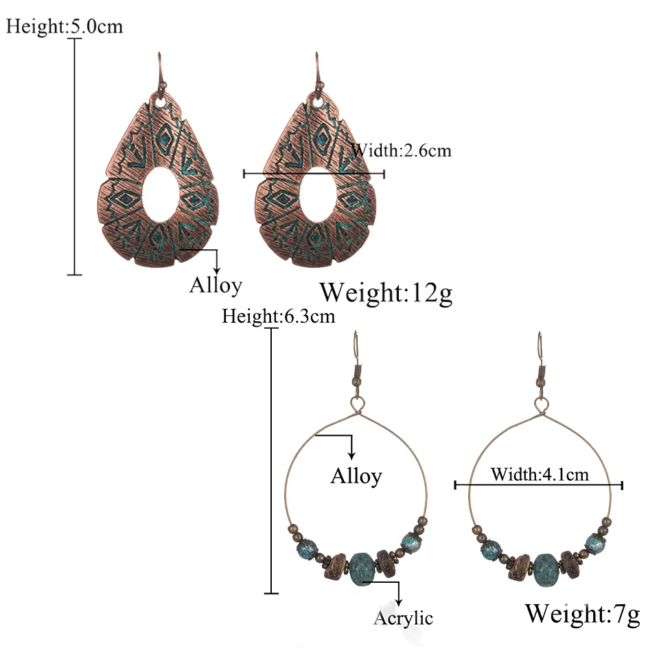 Multi Bohemian Ethnic Vintage Drop Earrings For Women Hanging Dangling Ladies Antique Alloy Moon Tassel Ear Jewelry Accessories