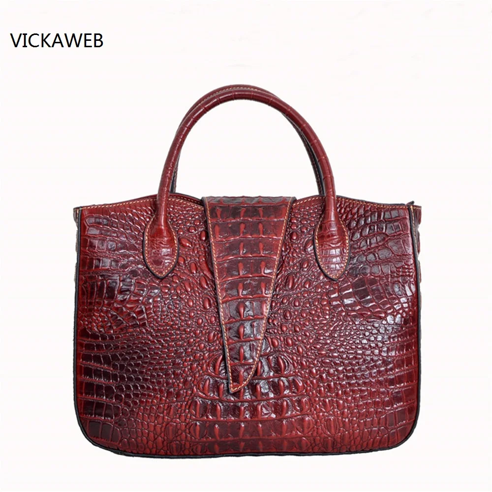 famous brand women handbag genuine leather bag crocodile pattern women