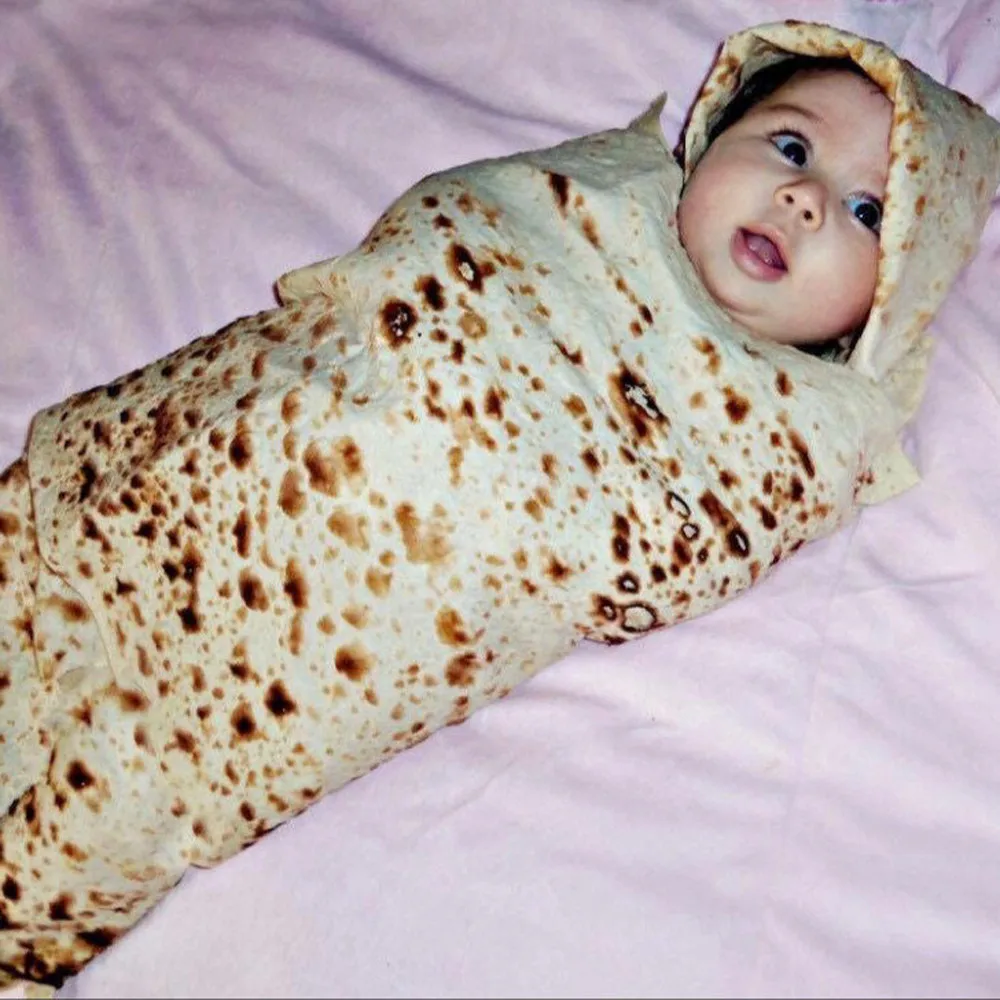 Burrito Blanket For Child Baby Flour Tortilla Swaddle Sleeping Wrap Hat Set NEW