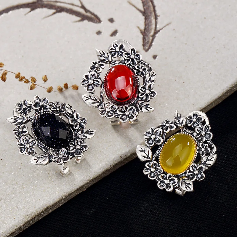 

Flower with Natural Ear Studs Fashion 925 Sterling Silver Stud Earrings For Women Wedding HER185