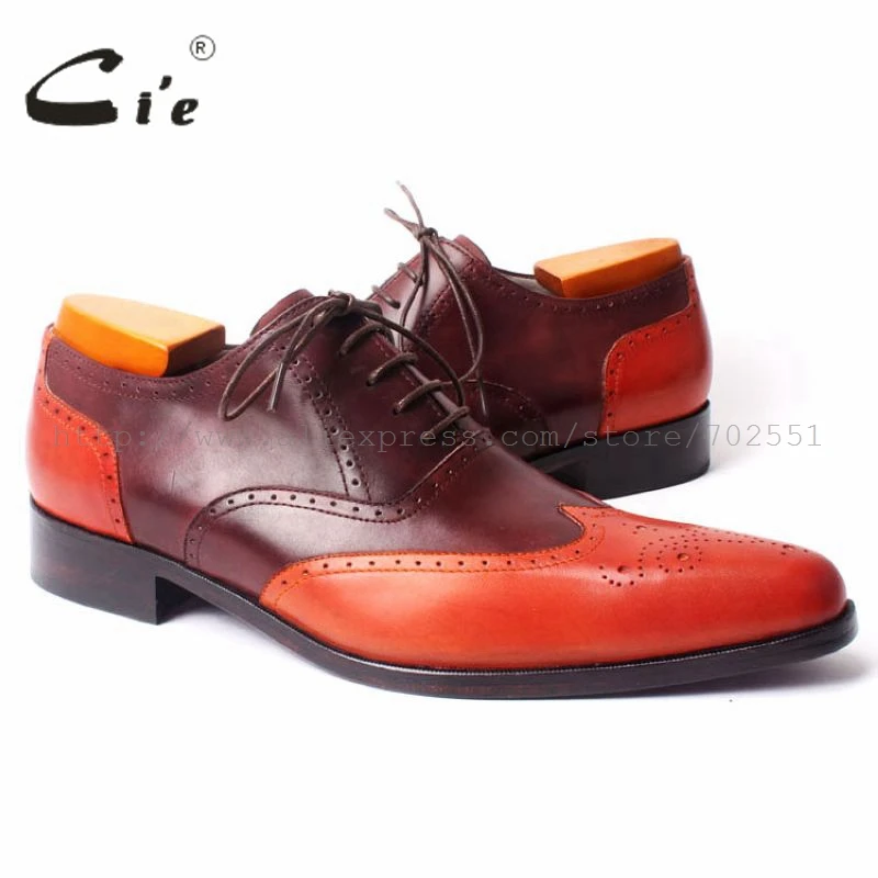 

cie Full Brogues 100% Genuine Calf Leather Handmade Men's Pointed Toe Carving Oxford Craft Shoe Color Matching as Picture ox301