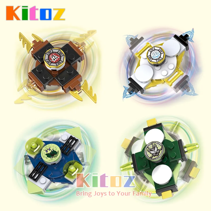 

4pcs Phantom Ninja Buildable Finger Spinner DIY Hand Toy Spiner Cole Zane Morro Wrayth Ghost Warrior Plastic Building Block Toy