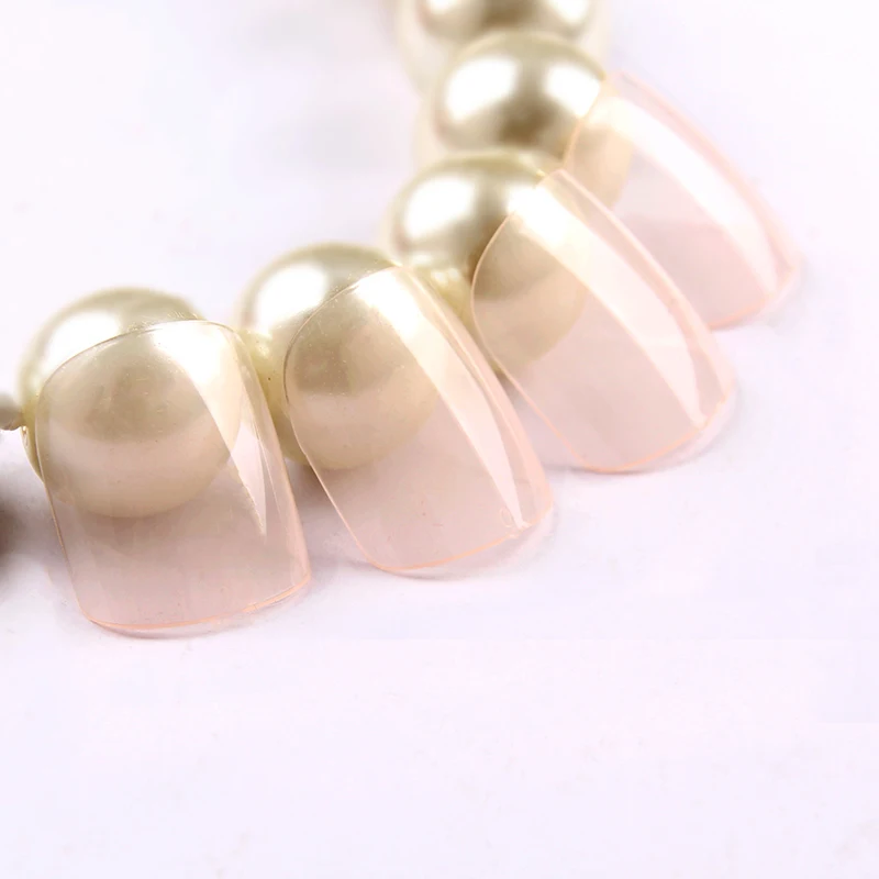 Recycle Use Nail Art Tips ColorWomen Nude Pink Color French False Artificial style | Красота и здоровье