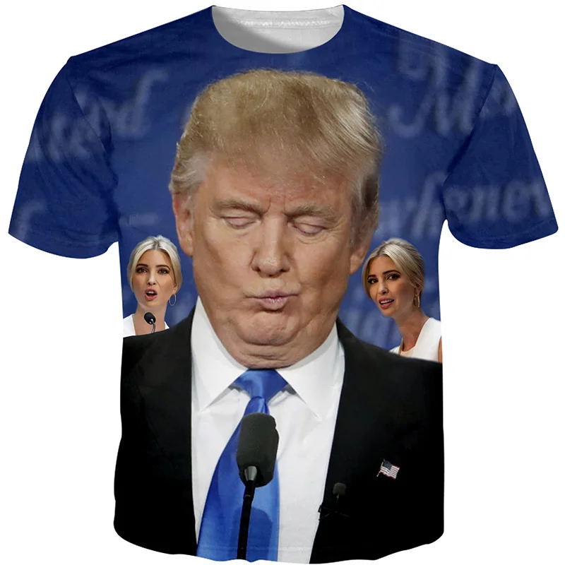 

Harajuku Mens 3D Tshirt Funny Donald Trump 3D Full Print Hip Hop Tees Shirt Summer Tops Unisex Fashion Streetwears Slim Fitness