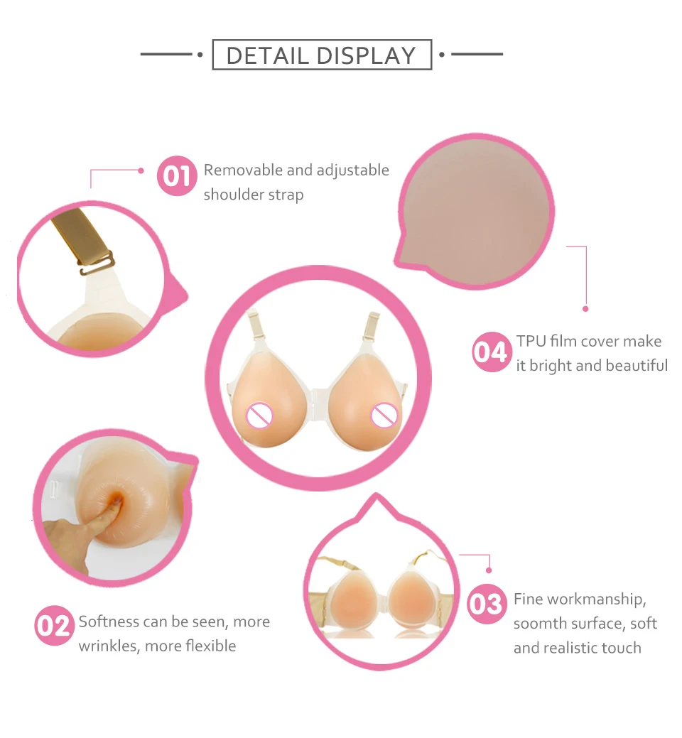 Komaynaly Waterdrop Silicone Breast Form Strap-on Nipple Boob Bust Enhancer for Mastectomy Small Breasts Girl Cross Dresser  (7)
