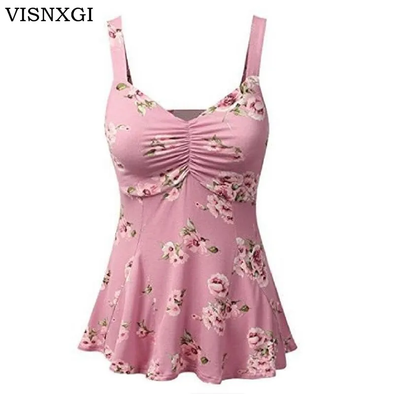 

VISNXGI Flower Tops Summer Women Tank Top Short Vest Sexy Camis Women Tops Cropped Feminino Ruffles Sleeveless Shirt Casual Vest