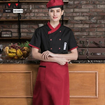 

Hot Sale High Quality Summer Short Sleeve Chefs Uniform Breathable New Waiter Cheap Workwear Kitchen Unisex Hotel Cook Clothing