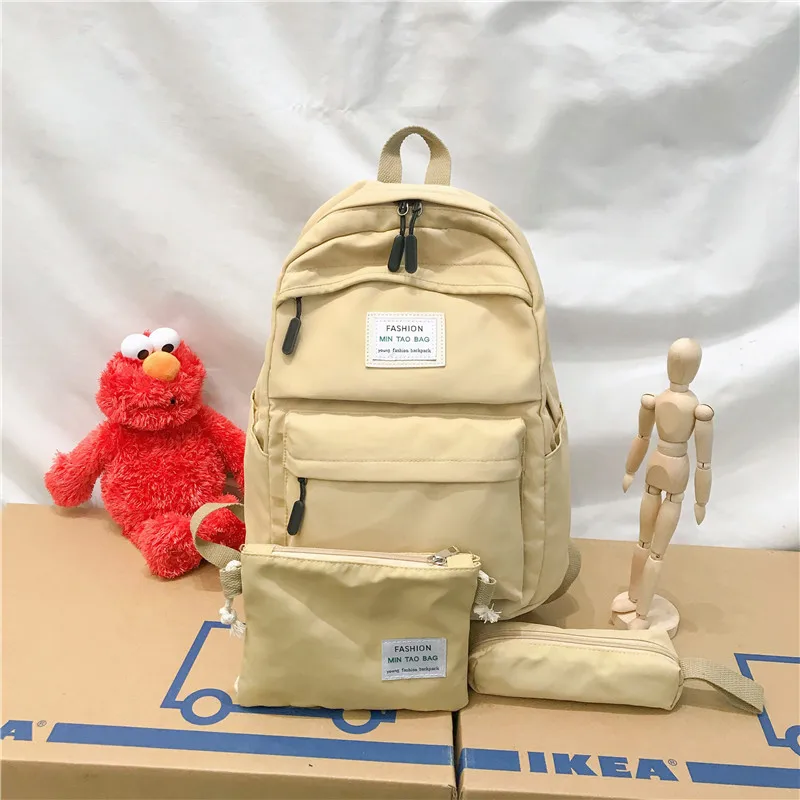 Нейлоновый женский рюкзак, Одноцветный рюкзак Mochilas, женская сумка на плечо для девочки-подростка, школьная сумка, рюкзак