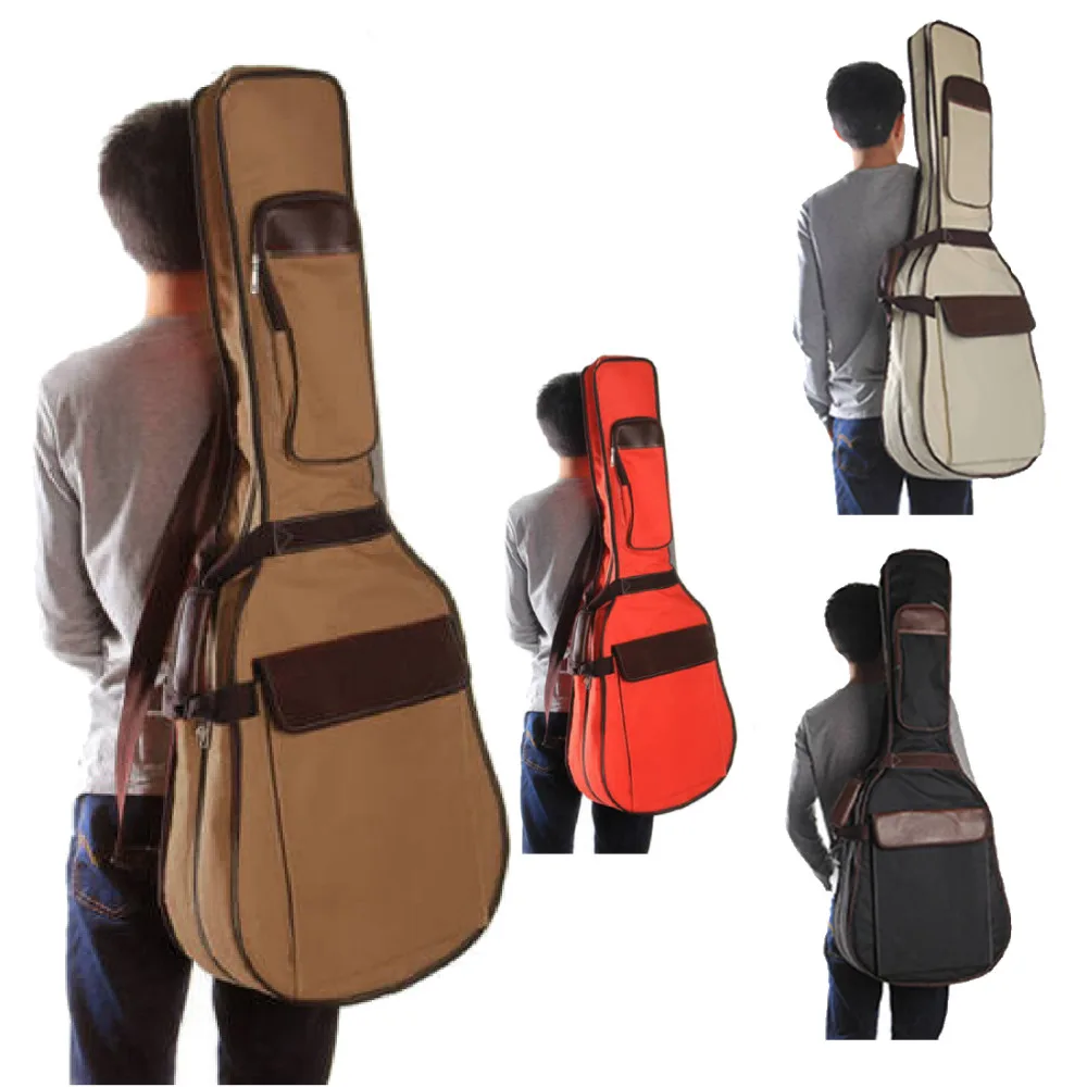 

40 Inches Fixed Headstock Double Straps PU Canvas Gig Bag Case Padded Accessories For Folk Acoustic Guitar