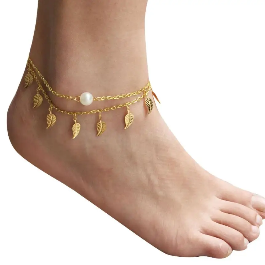 

GEMIXI 1PC Sexy Simple Gold Anklet Ankle Bracelet Leaf Foot Chain Adjustable 4.17