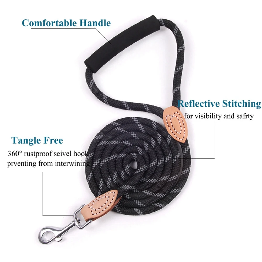 Dog Leash Rope For Medium Large Dogs Reflective Pet Lead Leash Dog-Collar Durable Dog Ropes Leashes Pet Training Walking YS0072 (1)