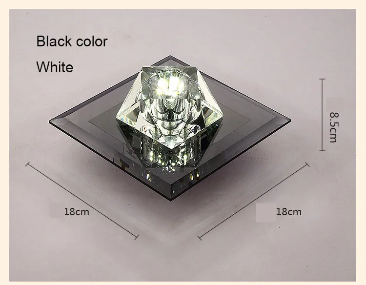 Креативный квадратный светодиодный потолочный светильник, хрустальная лампа для прихожей, фойе, коридора, встраиваемый/потолочный зеркальный стеклянный потолочный светильник - Цвет корпуса: Black white