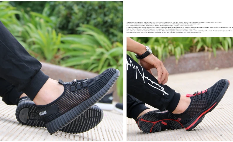 Men's Breathable Steel Toe Cap Safety Shoes Men Outdoor Anti-slip Steel Puncture Proof Construction Boots Work Shoes