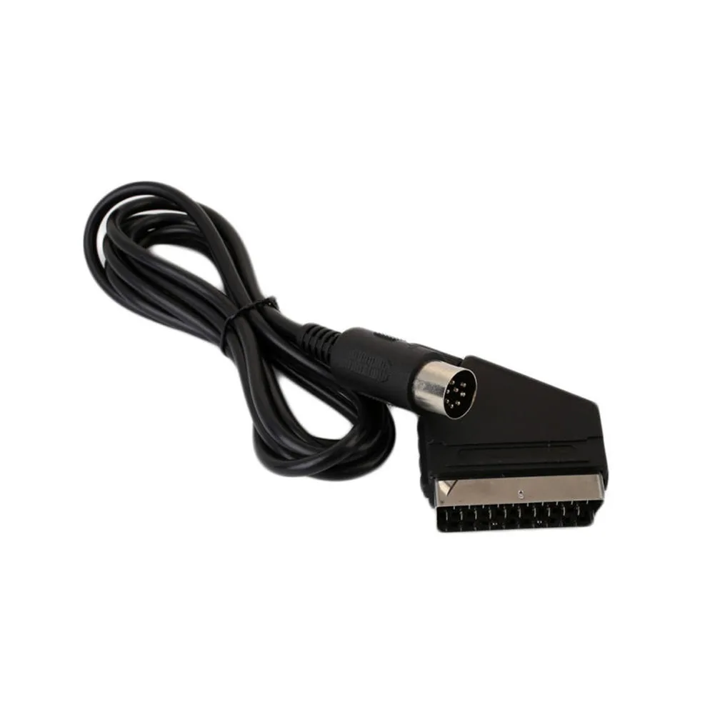Game Console Accessories AV Professional Broom Head Shaped Lead Slim Line Scart Cable Durable Black TV For Sega Mega Drive 1