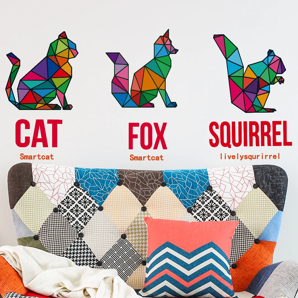 

Dicor Brand Joint Limited Edition Geometry Pattern Stitching Animal Wall Sticker Newest Release Pet Home Creative PVC Decal AAA
