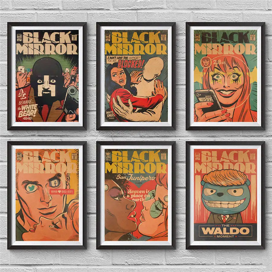 

Black Mirror Vintage Movie Poster Retro Print Painting Kraft Paper Wall Sticker House Decor Bar Pub Cafe Living Room 42x30cm