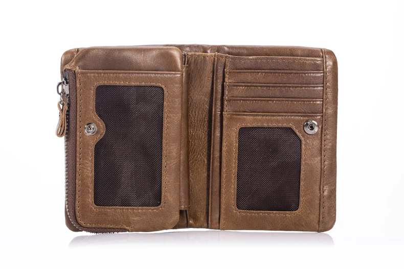 Genuine Cowhide Leather Men Wallets New Brand Vintage leather man Purse with Coin Bag Short Male Multi card holder