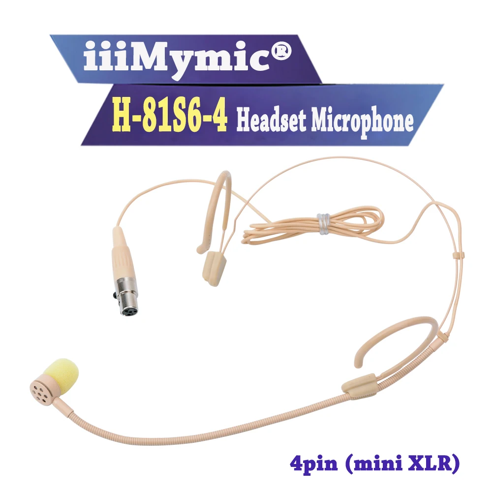 Headset para Shure sem Fio Iiimymic Concerto Profissional Condensador Microfone Body-pack Transmissor Mini 4pin Xlr Conector Ta4f H-81s6-4