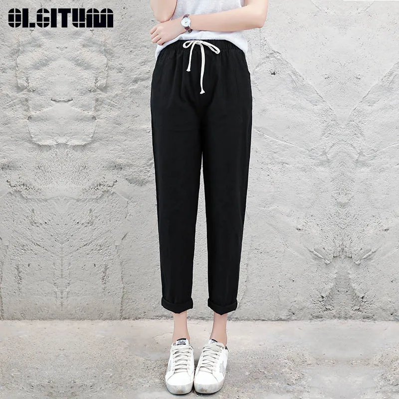 

New 2020 Cotton and Linen Nine Pants Spring Summer Thin Section Straight Loose Casual pants female Harlan feet Pants PT227