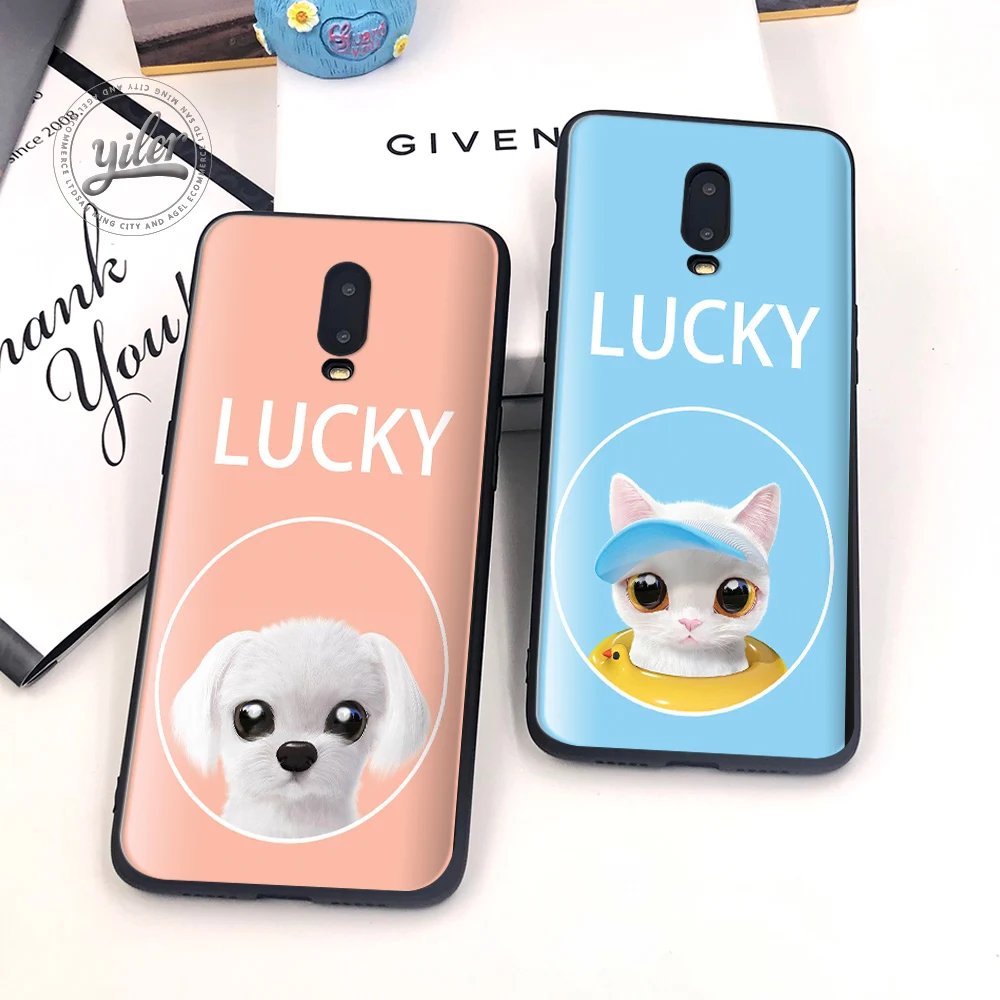 

Cute Dog For Case Oneplus 6T Cover Lucky Cat Black Soft silicone TPU Case for Oneplus 6T Shell for One plus 6T Phone Cover Funda