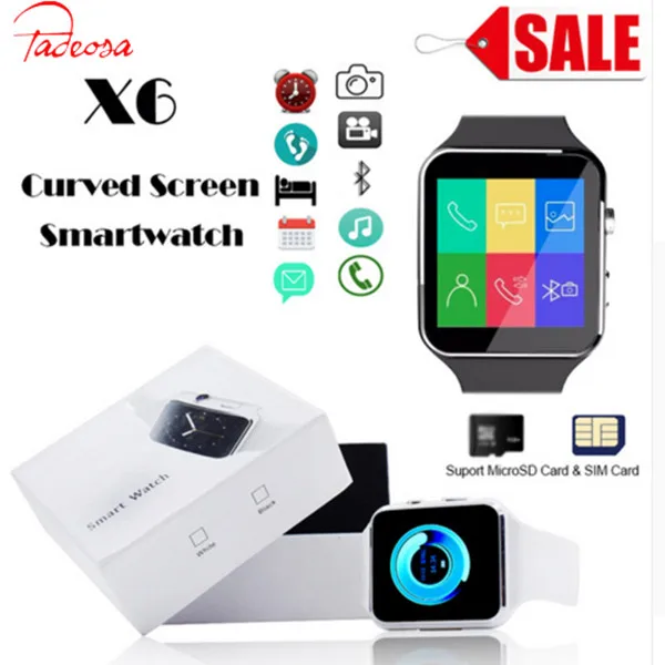 

Hot Bluetooth Smart Watch X6 Sport Passometer Smartwatch with Camera Support SIM Card Whatsapp Facebook for Android Phone