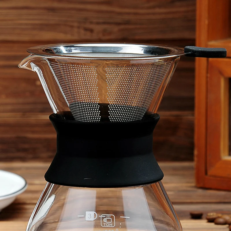 Pour Over Coffee Filter Metal Dual Mesh Coffee Filter Cone Stainless Steel Reusable Paperless Coffee Dripper Portable Coffeewar (2)