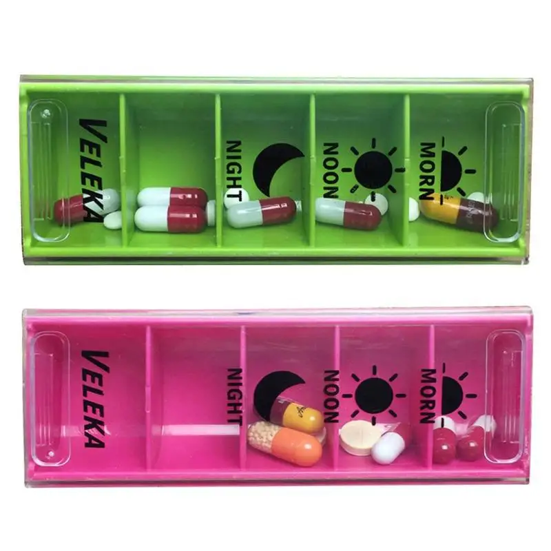 Plastic 5 Days Pill Box Organizer With Lids Tablet Travel Medicine Container Case Splitter