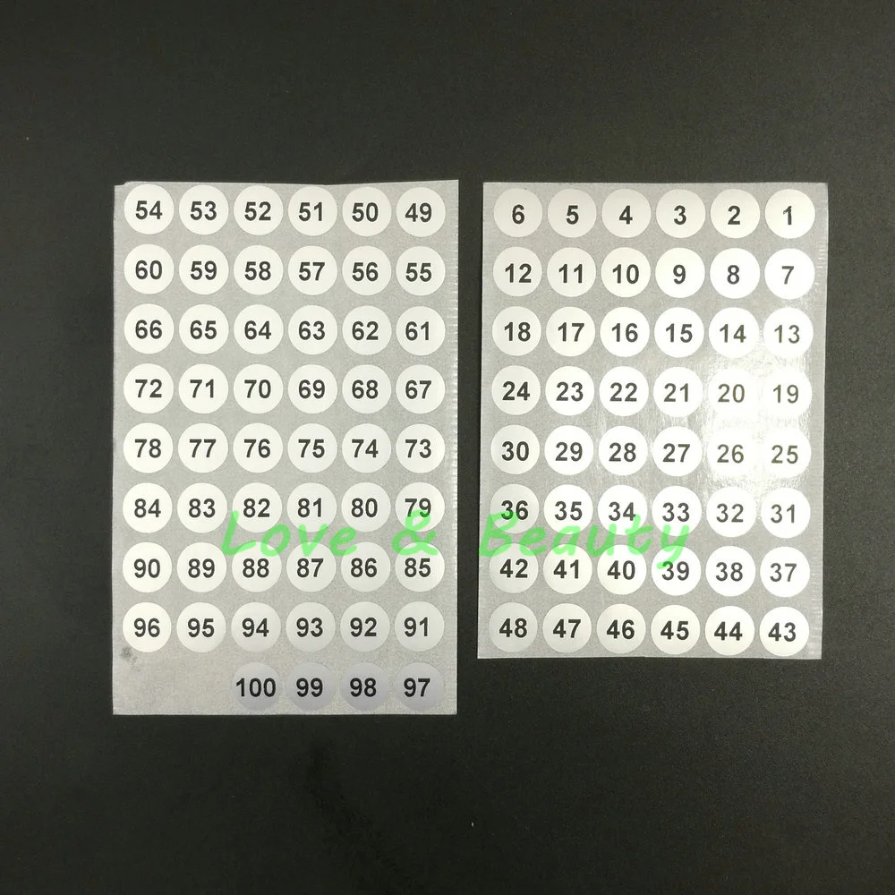 400 серийный номер 1 до 100 наклейки этикетки 10 мм Серебряный Круглый Водонепроницаемый