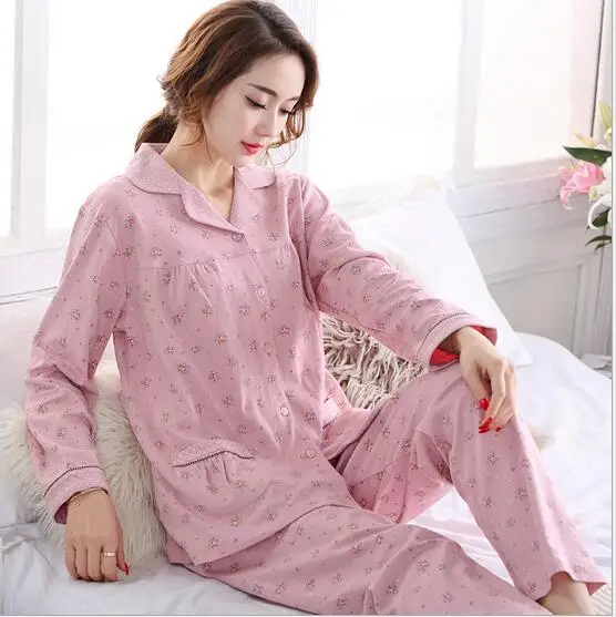 Пижама женская хлопковая с длинным рукавом и принтом 2XL 3XL|pijama suit|women pajamas long