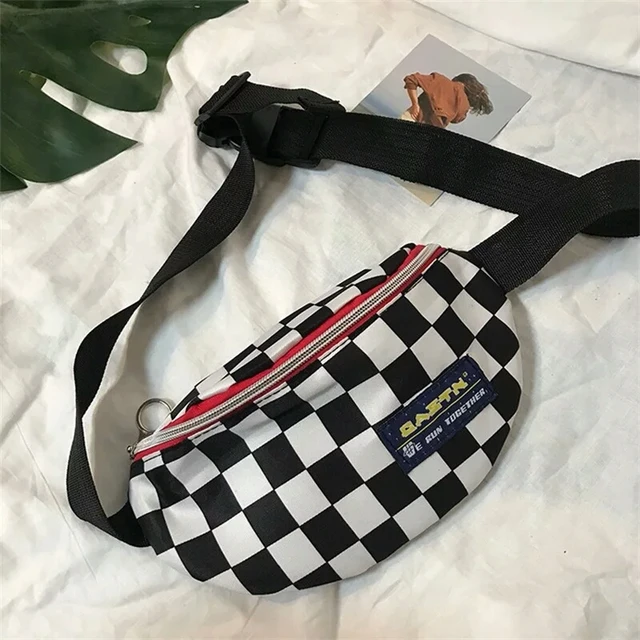 Fashion Waist Bag Women Unisex Leg Bag Lattice Checkerboard Fanny Pack Female Shoulder Belt Bag Chest Packs Cellphone Bag 345